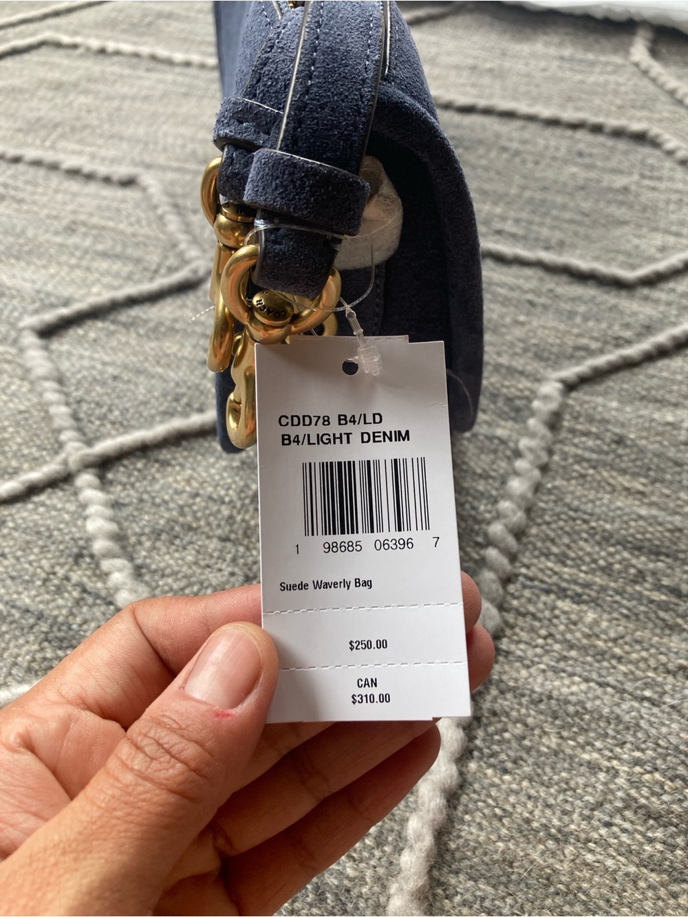 COACH Waverly Shoulder and Crossbody Bag-Brass Hardware and Light Denim Suede - Picture 6 of 15